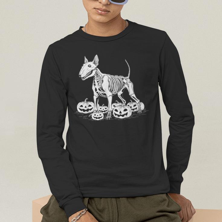 Bull Terrier Skeleton Birthday Halloween Kids Men's Long Sleeve T-Shirt, funny gift
