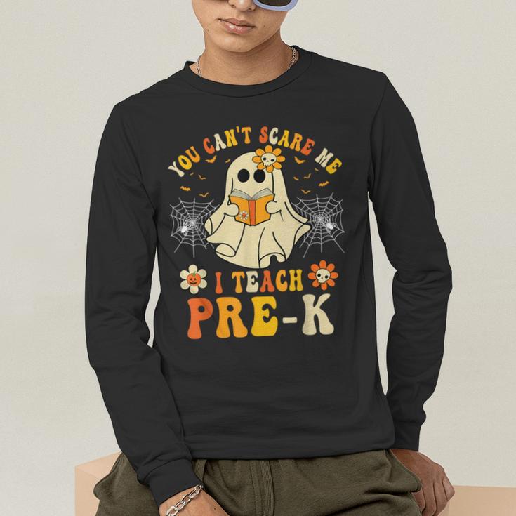 You Can't Scare Me I Teach Pre-K Halloween Teacher Ghost Men's Long Sleeve T-Shirt, funny gift