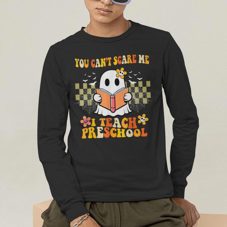You Can't Scare Me I Teach Preschool Ghost Halloween Teacher Men's Long Sleeve T-Shirt, funny gift You Can't Scare Me I Teach Preschool Ghost Halloween Teacher Men's Long Sleeve T-Shirt, funny gift