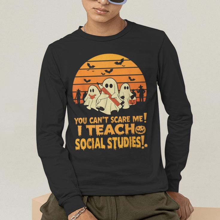 You Can't Scare Me I Teach Social Studies Teacher Halloween Men's Long Sleeve T-Shirt, funny gift You Can't Scare Me I Teach Social Studies Teacher Halloween Men's Long Sleeve T-Shirt, funny gift