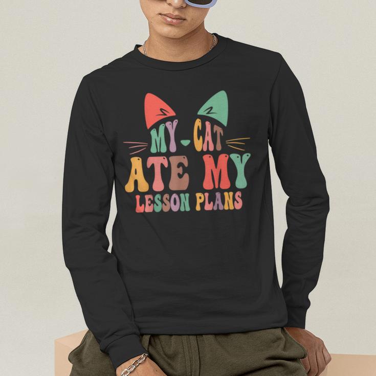 My Cat Ate My Lesson Plans Teacher Sarcastic Men's Long Sleeve T-Shirt, funny gift My Cat Ate My Lesson Plans Teacher Sarcastic Men's Long Sleeve T-Shirt, funny gift