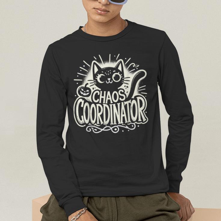 Cat Chaos Coordinator For Women Mom Halloween Teacher Men's Long Sleeve T-Shirt, funny gift