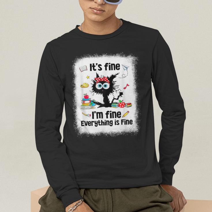 Cat It's Fine I'm Fine Everything Is Fine Teacher Life Men's Long Sleeve T-Shirt, funny gift Cat It's Fine I'm Fine Everything Is Fine Teacher Life Men's Long Sleeve T-Shirt, funny gift