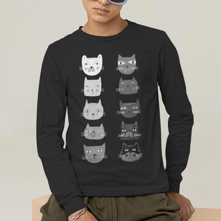 Cat Themed Artist Value Scale Educational Art Teacher Men's Long Sleeve T-Shirt, funny gift