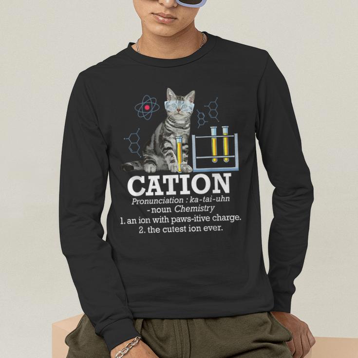 Cation Chemistry Humor Science Teacher Cat Pun Men's Long Sleeve T-Shirt, funny gift Cation Chemistry Humor Science Teacher Cat Pun Men's Long Sleeve T-Shirt, funny gift