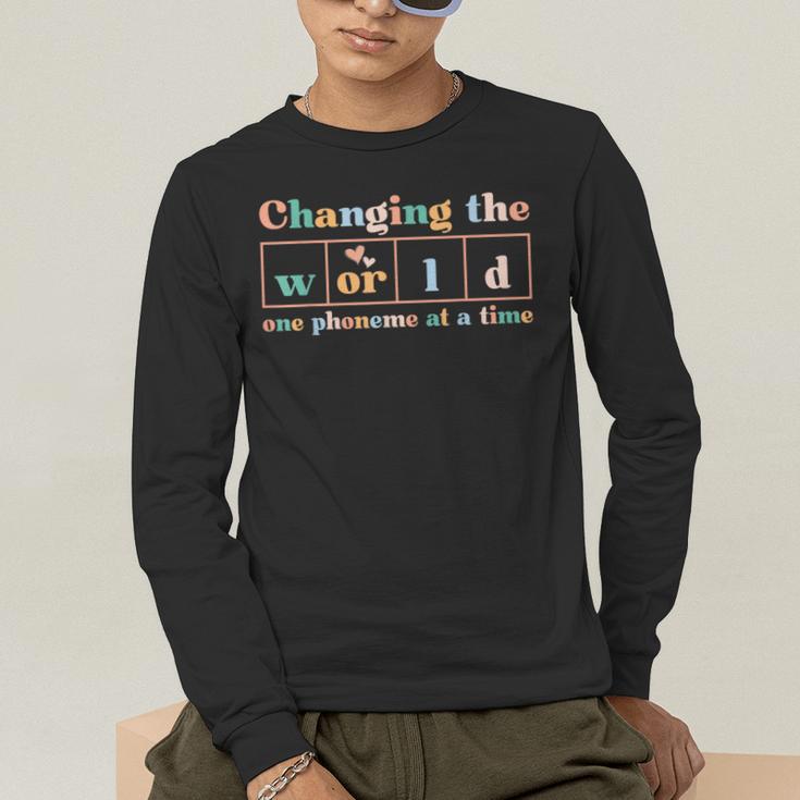 Changing The World Science Of Reading Women Men -Adults Dyslexia Teacher Men's Long Sleeve T-Shirt, funny gift