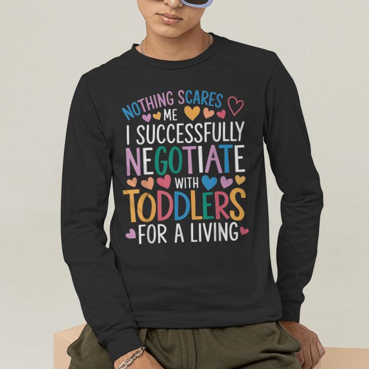 Childcare Teacher Negotiate With Toddlers Daycare Provider Men's Long Sleeve T-Shirt, funny gift