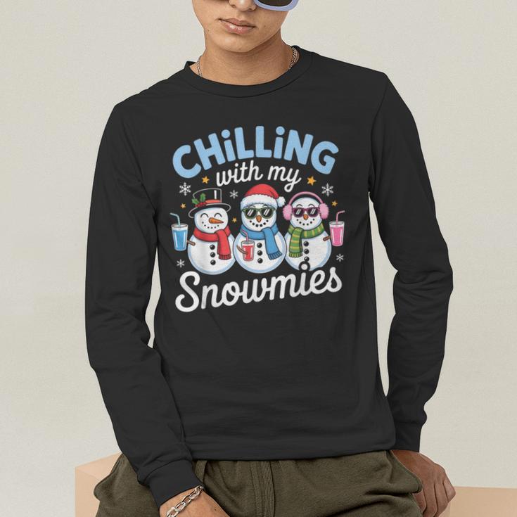 Chillin With My Snowmie Women Christmas Snowman Teacher Snow Men's Long Sleeve T-Shirt, funny gift Chillin With My Snowmie Women Christmas Snowman Teacher Snow Men's Long Sleeve T-Shirt, funny gift