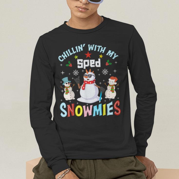 Chillin With My Sped Snowmies Teacher Student Christmas Men's Long Sleeve T-Shirt, funny gift Chillin With My Sped Snowmies Teacher Student Christmas Men's Long Sleeve T-Shirt, funny gift