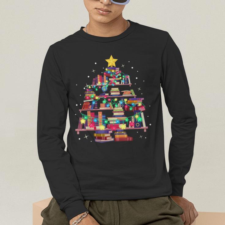Christmas Library Tree Love Reading Books Nerd Teacher Men's Long Sleeve T-Shirt, funny gift Christmas Library Tree Love Reading Books Nerd Teacher Men's Long Sleeve T-Shirt, funny gift