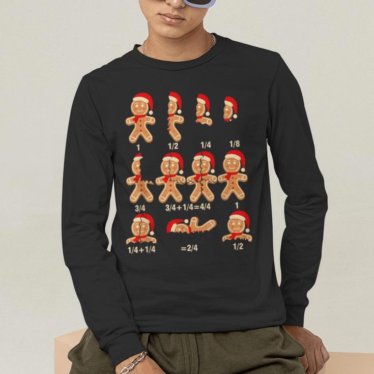 Christmas Math Teacher Equation Gingerbread With Santa Hat Men Women Men's Long Sleeve T-Shirt, funny gift
