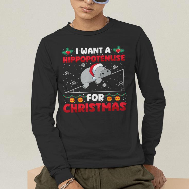 Christmas Math Teacher Hippopotenuse Math Lovers Xmas Men's Long Sleeve T-Shirt, funny gift Christmas Math Teacher Hippopotenuse Math Lovers Xmas Men's Long Sleeve T-Shirt, funny gift