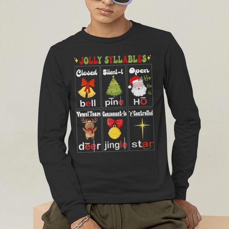 Christmas Reading Teacher Syllable Types Reading Teacher Men's Long Sleeve T-Shirt, funny gift Christmas Reading Teacher Syllable Types Reading Teacher Men's Long Sleeve T-Shirt, funny gift
