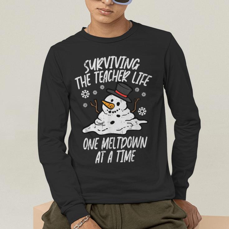 Christmas Surviving Teacher Life Meltdown Xmas Women Men Men's Long Sleeve T-Shirt, funny gift Christmas Surviving Teacher Life Meltdown Xmas Women Men Men's Long Sleeve T-Shirt, funny gift