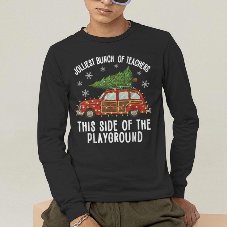 Christmas Teacher Squad Festive Car Tree Lights Xmas Men's Long Sleeve T-Shirt, funny gift