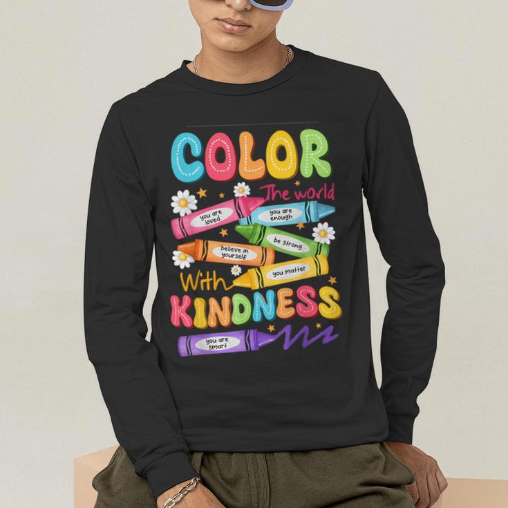 Color The World With Kindness Teachers Back To School Men's Long Sleeve T-Shirt, funny gift