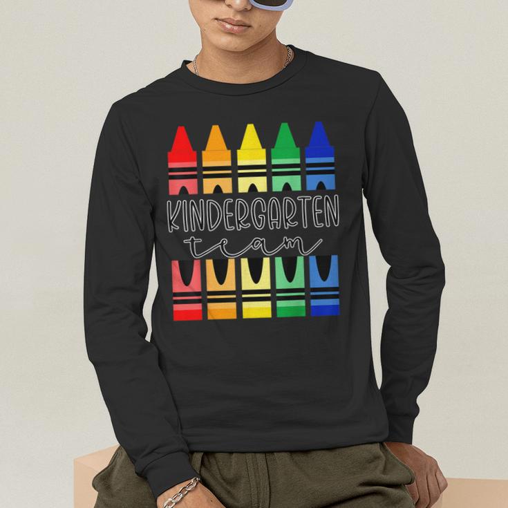 Colorful Crayon Kindergarten Team Tee For Teachers Students Men Women Kids Men's Long Sleeve T-Shirt, funny gift Colorful Crayon Kindergarten Team Tee For Teachers Students Men Women Kids Men's Long Sleeve T-Shirt, funny gift