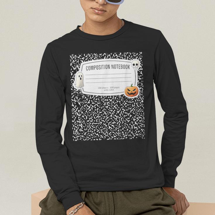 Composition Notebook Costume Adult Halloween For Teacher Men's Long Sleeve T-Shirt, funny gift