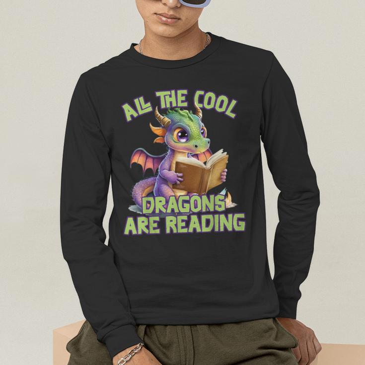 All The Cool Dragons Are Reading Dragon Teacher Men's Long Sleeve T-Shirt, funny gift All The Cool Dragons Are Reading Dragon Teacher Men's Long Sleeve T-Shirt, funny gift