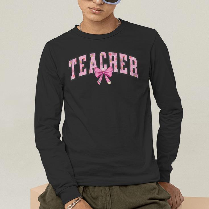 Coquette Bow Back To School First Day Teacher Men's Long Sleeve T-Shirt, funny gift