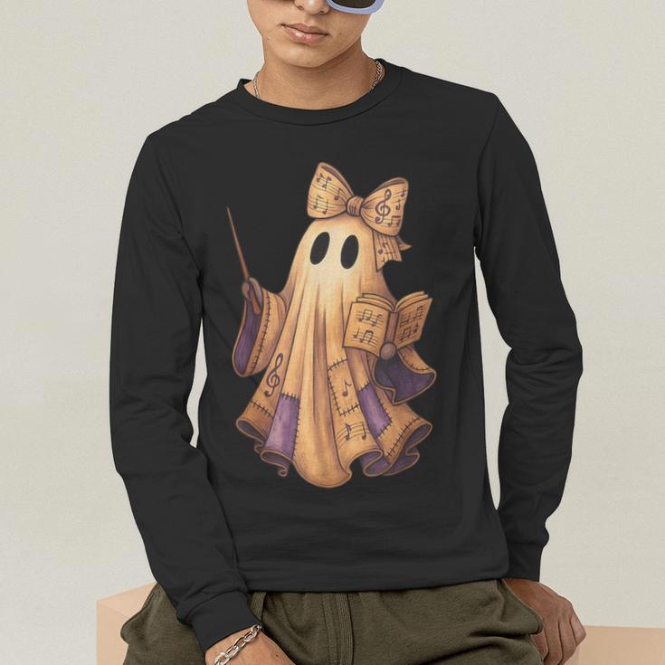 Coquette Music Note Patchwork Ghost Music Teacher Halloween Men's Long Sleeve T-Shirt, funny gift Coquette Music Note Patchwork Ghost Music Teacher Halloween Men's Long Sleeve T-Shirt, funny gift