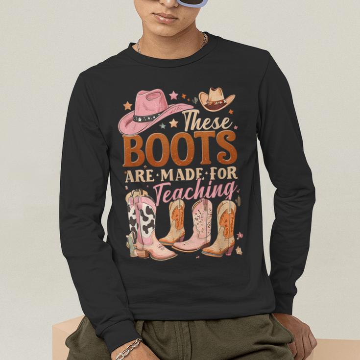 Cowboy Teacher These Boots Are Made-For Teaching School Men's Long Sleeve T-Shirt, funny gift Cowboy Teacher These Boots Are Made-For Teaching School Men's Long Sleeve T-Shirt, funny gift
