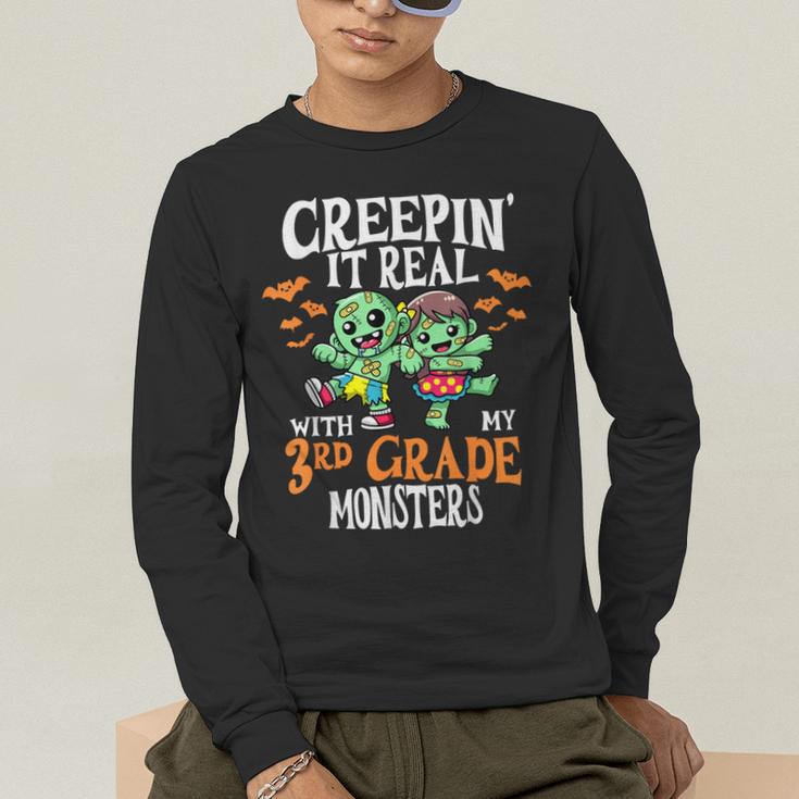 Creepin It Real Monster School 3rd Grade Teacher Halloween Men's Long Sleeve T-Shirt, funny gift Creepin It Real Monster School 3rd Grade Teacher Halloween Men's Long Sleeve T-Shirt, funny gift