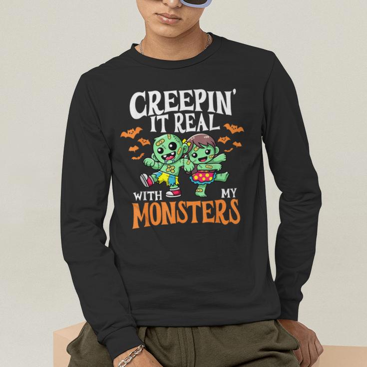 Creepin It Real Monster School Teacher Principal Halloween Men's Long Sleeve T-Shirt, funny gift