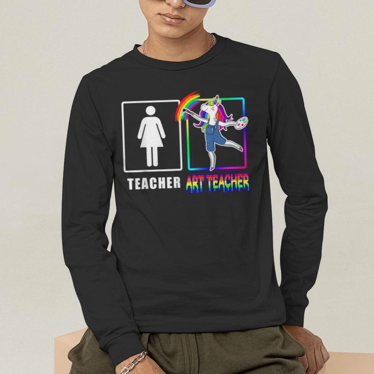 Cute Art Teacher Magical Dabbing Unicorn Artist Men's Long Sleeve T-Shirt, funny gift Cute Art Teacher Magical Dabbing Unicorn Artist Men's Long Sleeve T-Shirt, funny gift