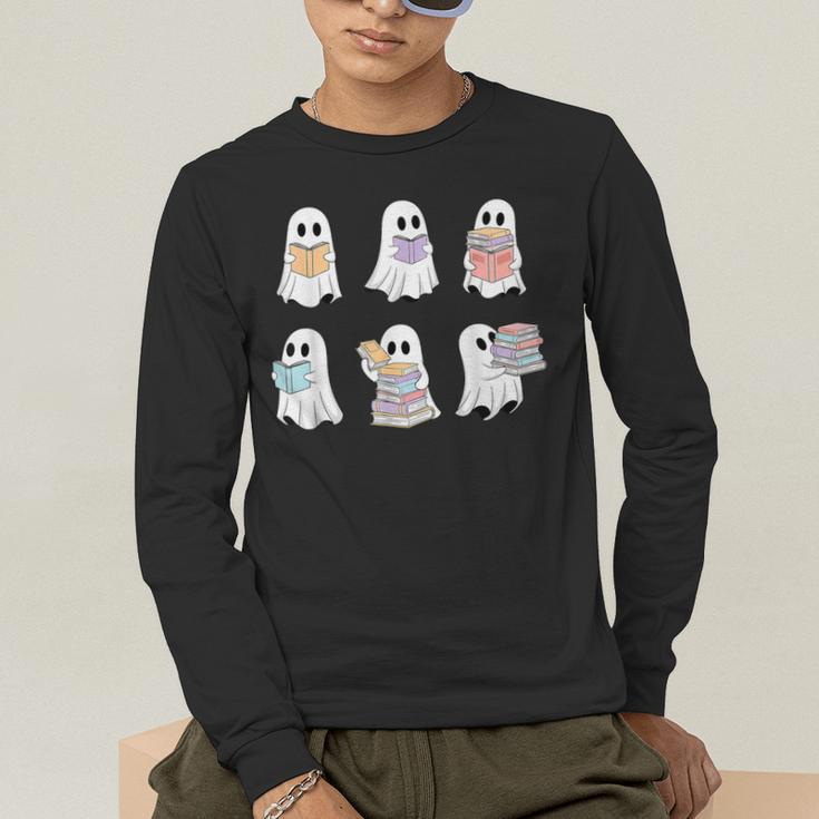 Cute Boo Ghost Reading Books Halloween Librarian Teacher Kid Men's Long Sleeve T-Shirt, funny gift Cute Boo Ghost Reading Books Halloween Librarian Teacher Kid Men's Long Sleeve T-Shirt, funny gift