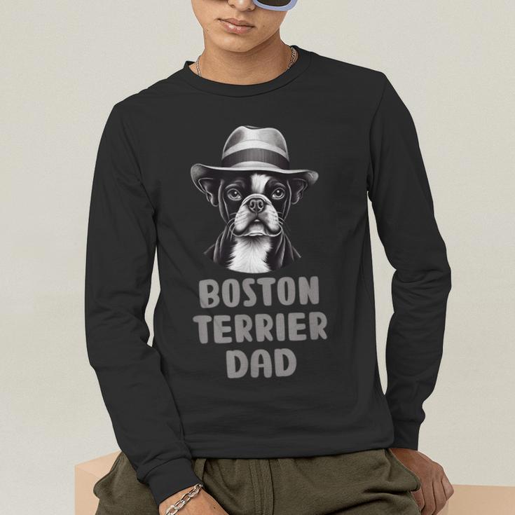 Cute Boston Terrier Dad Dog Lovers Puppy Bostie Owner Men's Long Sleeve T-Shirt, funny gift