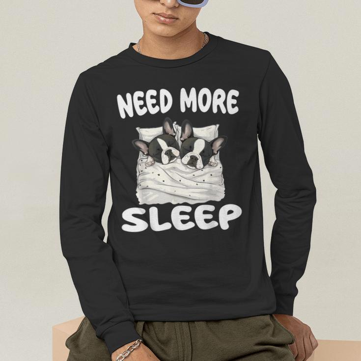 Cute Boston Terrier Need More Sleep Pajamas Nightgown Men's Long Sleeve T-Shirt, funny gift