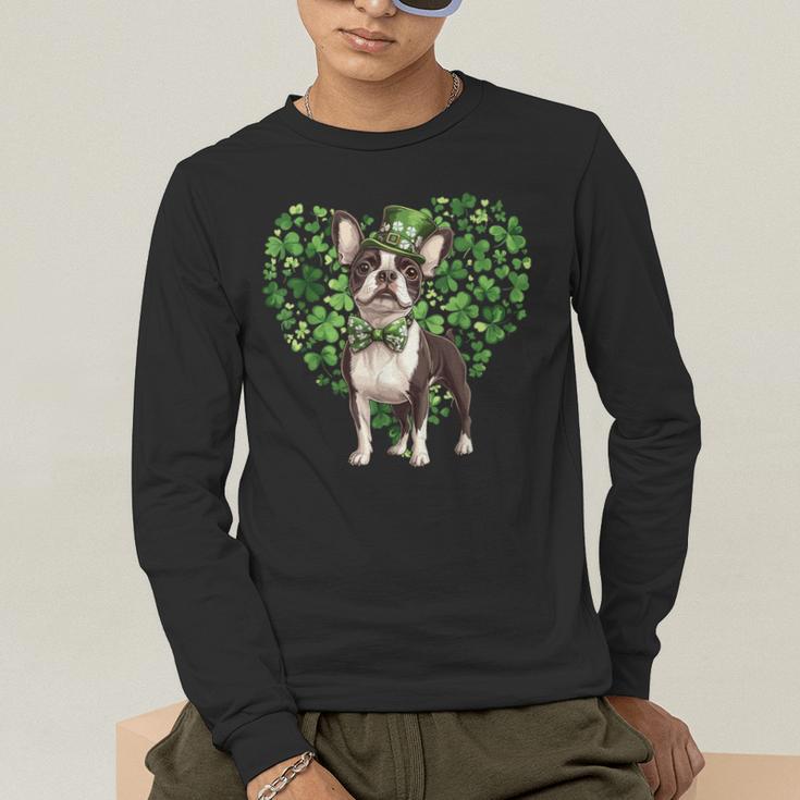 Cute Boston Terrier Shamrock St Patrick's Day Dog Lover Men Women Kids Men's Long Sleeve T-Shirt, funny gift