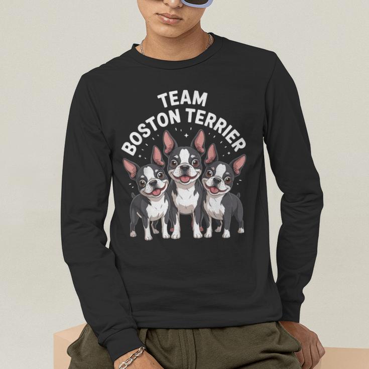 Cute Cartoon For Dog Owners Pet Team Boston Terrier Men's Long Sleeve T-Shirt, funny gift