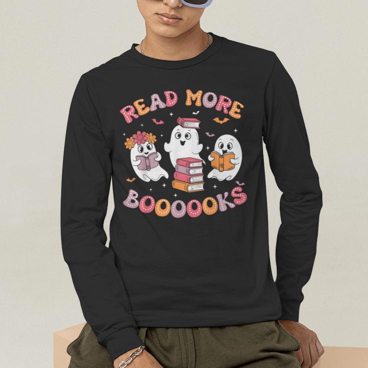 Cute Ghost Book Read More Books Teachers Halloween Men's Long Sleeve T-Shirt, funny gift