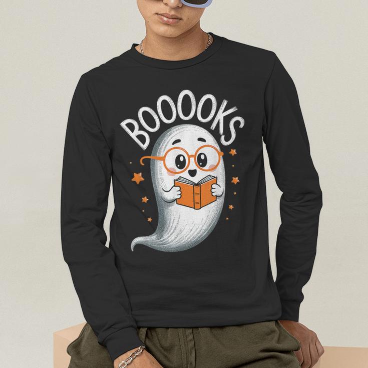 Cute Ghost Book Reading Halloween Teacher Men's Long Sleeve T-Shirt, funny gift Cute Ghost Book Reading Halloween Teacher Men's Long Sleeve T-Shirt, funny gift