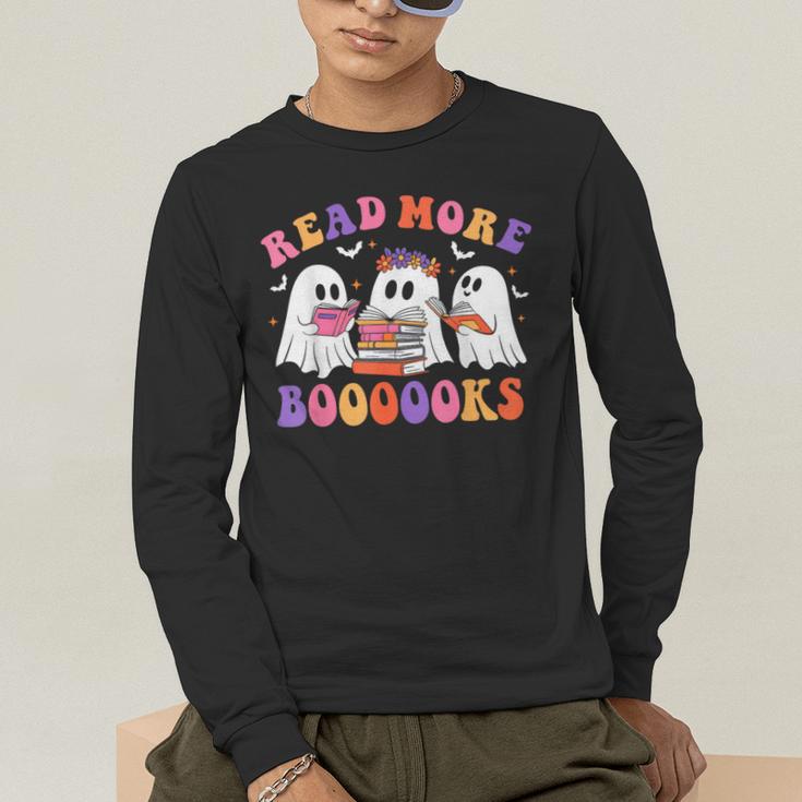 Cute Ghost Read More Books Lover Teacher Halloween Costume Men's Long Sleeve T-Shirt, funny gift