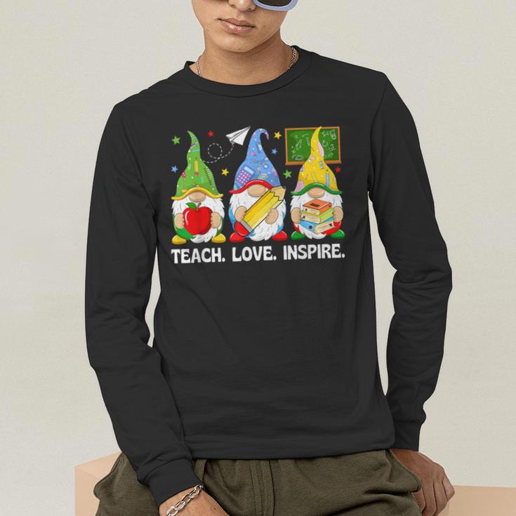 Cute Gnomes Teach Love And Inspire Back To School Teacher Men's Long Sleeve T-Shirt, funny gift Cute Gnomes Teach Love And Inspire Back To School Teacher Men's Long Sleeve T-Shirt, funny gift
