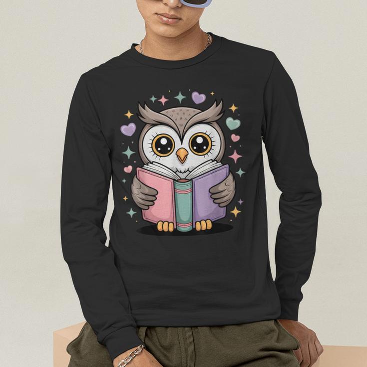 Cute Reading Owl Book Lover Teacher Librarian Bookworm Men's Long Sleeve T-Shirt, funny gift Cute Reading Owl Book Lover Teacher Librarian Bookworm Men's Long Sleeve T-Shirt, funny gift
