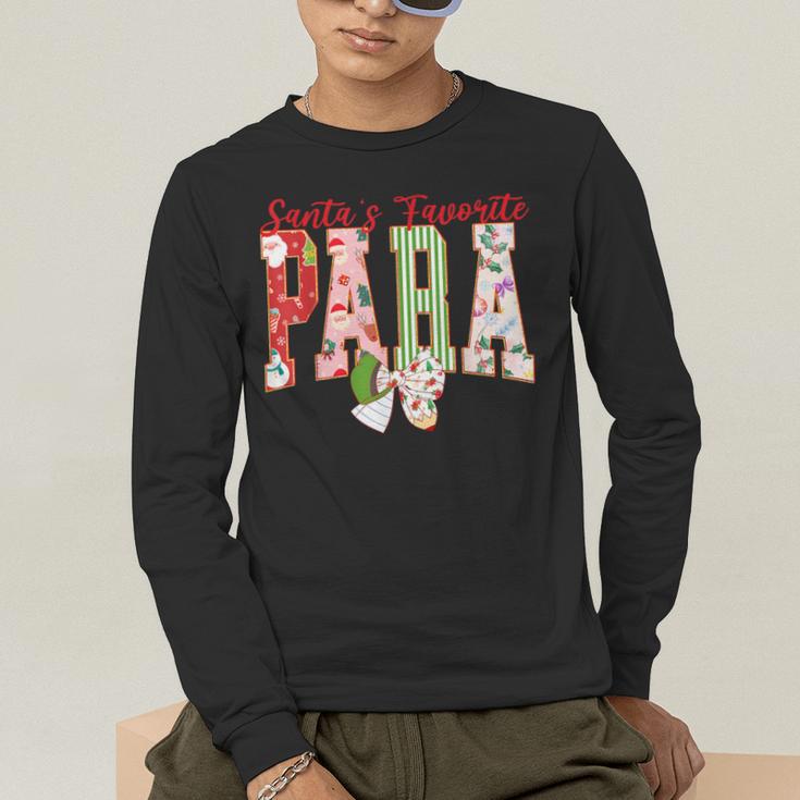 Cute Santas Favorite Para Christmas Paraprofessional Teacher Men's Long Sleeve T-Shirt, funny gift