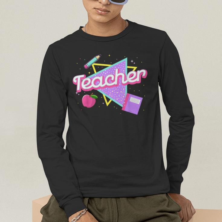 Cute Teacher Shirt 80's 90's Style Retro Old School Teacher For Men Women Men's Long Sleeve T-Shirt, funny gift