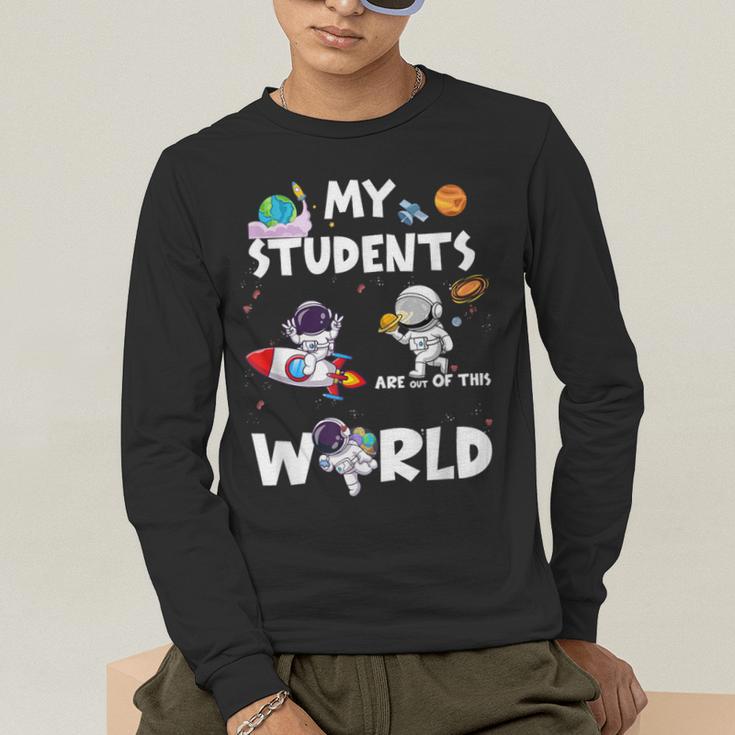 Cute Teacher My Students Are Out-Of This World Space Men's Long Sleeve T-Shirt, funny gift Cute Teacher My Students Are Out-Of This World Space Men's Long Sleeve T-Shirt, funny gift
