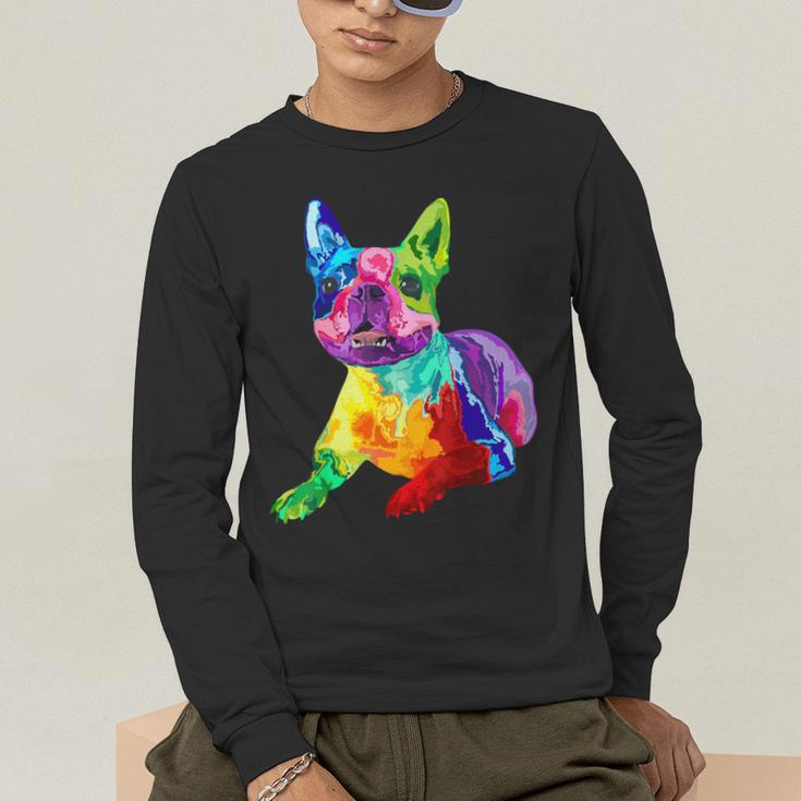 Dog Lover Boston Terrier Dog Colorful Boston Terrier Men Women Kids Men's Long Sleeve T-Shirt, funny gift