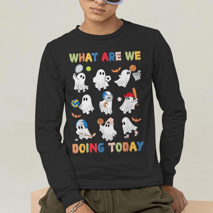 What Are We Doing Today Ghost PE Teacher Team Halloween Men's Long Sleeve T-Shirt, funny gift What Are We Doing Today Ghost PE Teacher Team Halloween Men's Long Sleeve T-Shirt, funny gift