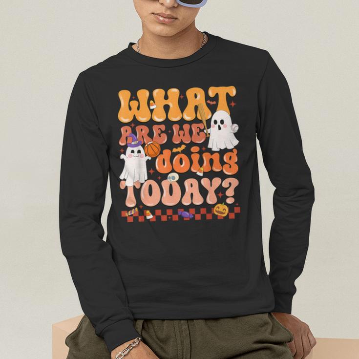 What Are We Doing Today Halloween PE Spooky Teacher Men's Long Sleeve T-Shirt, funny gift