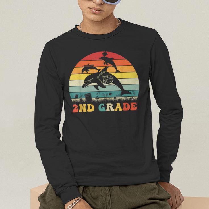 Dolphin Second Grade Back To School Teacher Student Men's Long Sleeve T-Shirt, funny gift