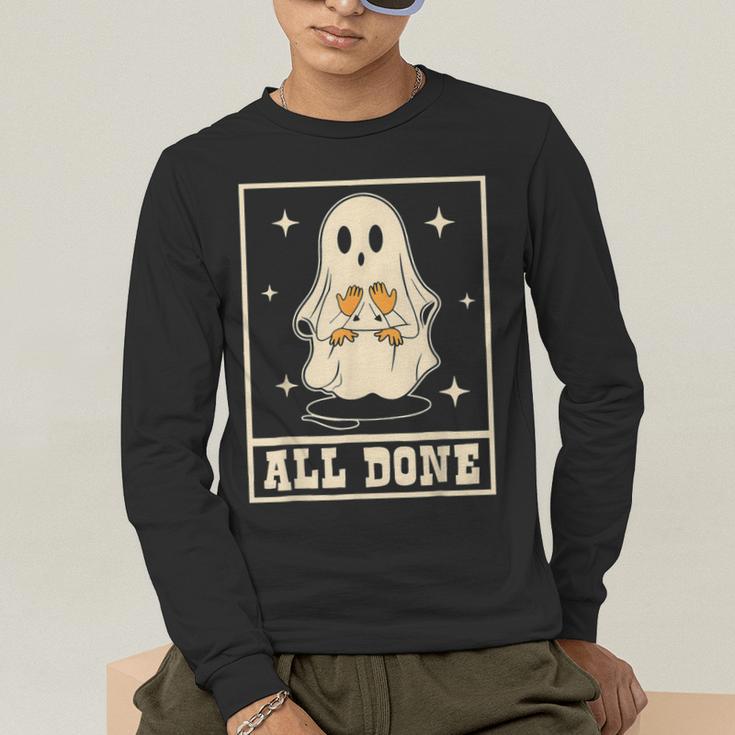 All Done Sign Language Ghost Speech Pathology Teacher Men's Long Sleeve T-Shirt, funny gift All Done Sign Language Ghost Speech Pathology Teacher Men's Long Sleeve T-Shirt, funny gift