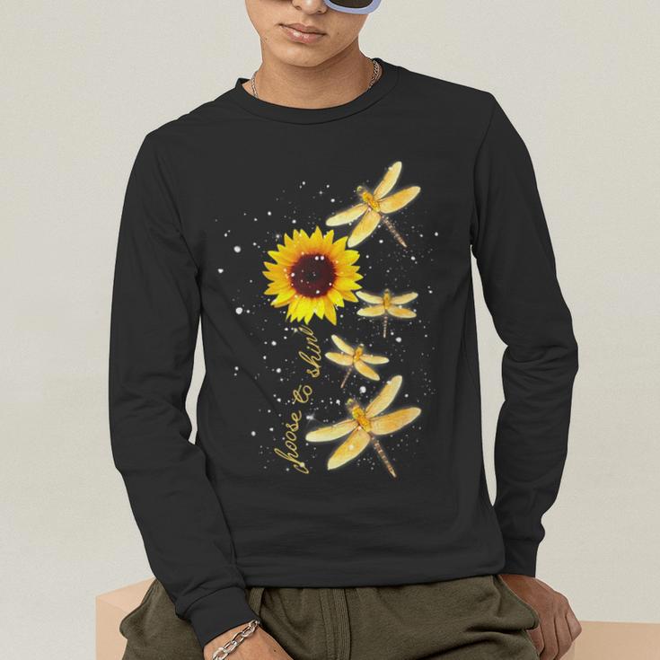 Dragonfly Sunflower Teacher Growth Mindset Choose To Shine Men's Long Sleeve T-Shirt, funny gift Dragonfly Sunflower Teacher Growth Mindset Choose To Shine Men's Long Sleeve T-Shirt, funny gift