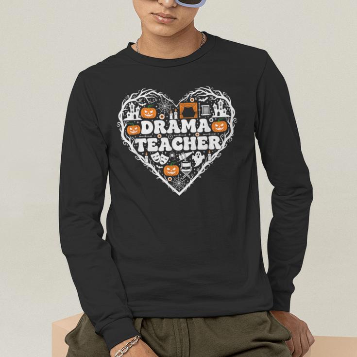 Drama Teacher Heart Pumpkin Ghost Halloween Kids Men's Long Sleeve T-Shirt, funny gift