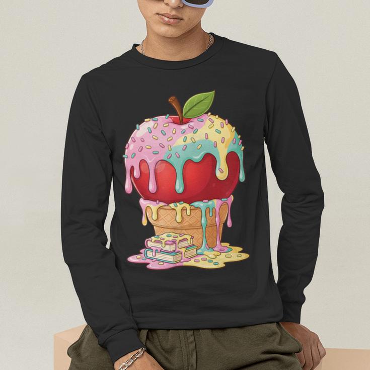 Dripping Apple Ice Cream Cone Cute Teacher Appreciation Men's Long Sleeve T-Shirt, funny gift Dripping Apple Ice Cream Cone Cute Teacher Appreciation Men's Long Sleeve T-Shirt, funny gift